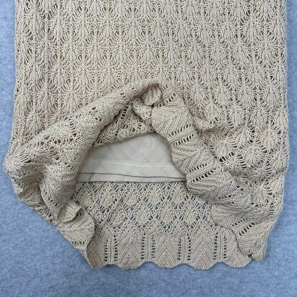 Freshman 1996 Crochet Knit Maxi Skirt WMNS M Beige Tan Lined Boho Chic 5T514989X - Picture 4 of 9